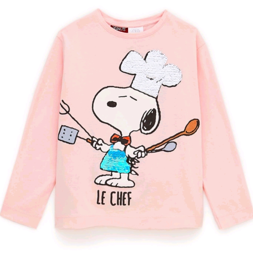 Zara Girl's Snoopy Le Chef Long Sleeve Top